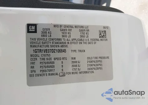 2013 GMC Sierra 1500 Sle from USA, damaged, VIN 1GTR1VE07DZ106845